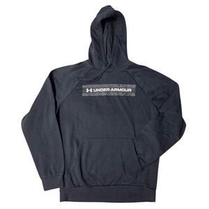 Under Armour Pullover Hoodie Black Medium Drawstring Logo Kangaroo Pocket